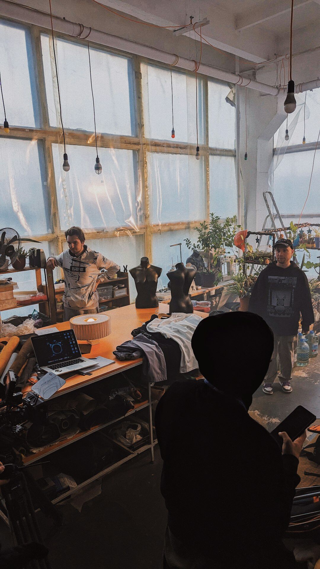 Television production crew working together in a studio